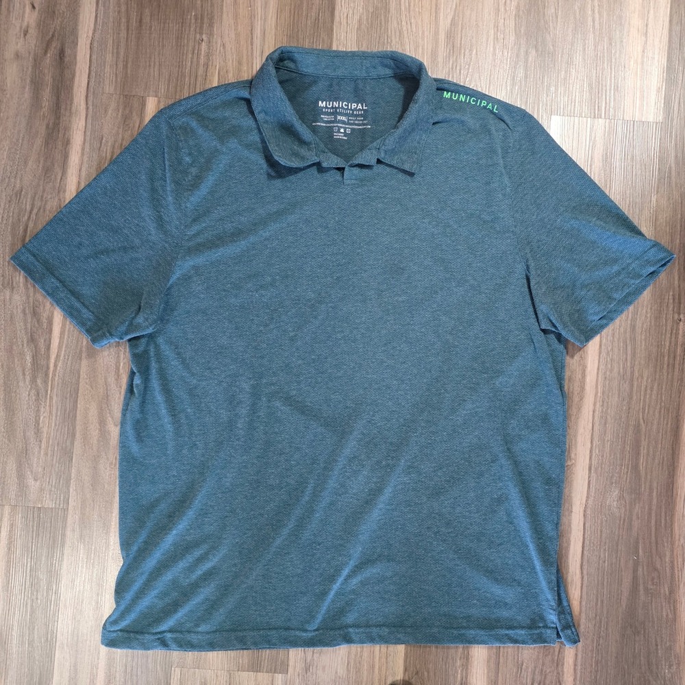 Municipal Sport Utility Gear Mens XXXL Polo Shirt Teal Blue Heathered Golf Top